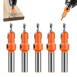 5 PCS 2.8 to 4.0mm Carbide Countersink Drill Bit Set for Woodworking