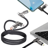 4 in 1 Fast Charging Cable Zinc Alloy Braided USB Type-C to Lightning Cable