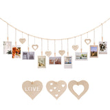 Boho Hanging Photo Display Wooden Beads String with Clips Picture Frames Photo Hanger for Office Wall Art Decor Style 1