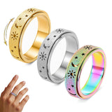 3 PCS Stainless Steel 360 Degree Spinner Ring Set Gold Silver Rainbow