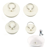 4 PCS Universal Plastic Sink Stoppers with Metal Pull Rings for Basins and Bathtubs