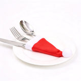20 Pack Mini Christmas Hat Cutlery Holders Xmas Tableware Decorations for Holiday Table Settings