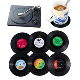 6 Pcs Retro Vinyl Record Coasters with Record Player Stand Gift Style 2