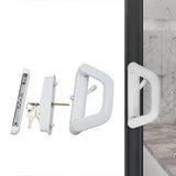 Sliding Door Lock Handle Set Security Lock with Keys for Glass Patio Door White