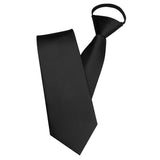 Pre-Tied Zip Necktie 8cm for Men Wedding Business Formal Black
