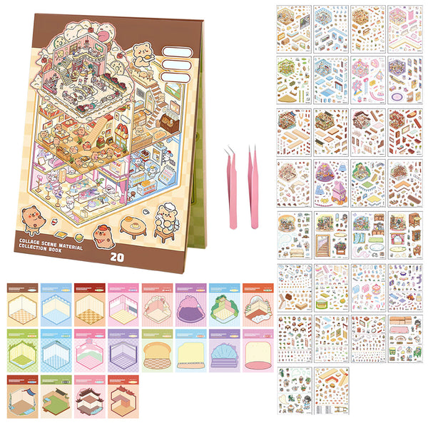 DIY 3D Miniature Sticker Kit with 20 Cartoon Stickers for Kids and Adults