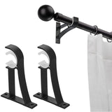 2PCS Metal Support Curtain Rod Pole Wall Bracket Holder Hook Rack Black