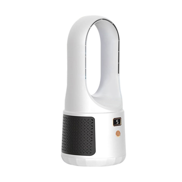 Bladeless Desk Fan Quiet 3 Speed Adjustaable Digital Display Cool Fan for Office Home White
