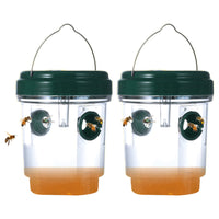 2 Pack Solar Powered Wasp Traps Outdoor Hanging Carpenter Bee Catchers Green