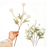 5 PCS Stem Cloth Dandelion Ball Artificial Flowers with Bendable Stems White