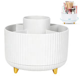 360 Degree Rotating Desk Organizer Dual-Purpose Pencil Pen Holder for Office School White