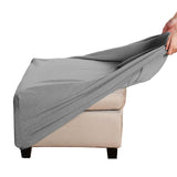 Elastic Footrest Cover Jacquard Textured Stripes with Strap Light Gray