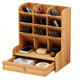 Wood Desk Organizer with Drawers for Art & Stationery Style 1