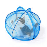 Foldable Mesh Pet Playpen Tent Pop Up Zipper for Outdoor Cats Blue
