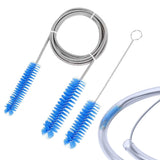 2 Pcs Flexible Drain Brush Set Double Ended Long Hose Pipe Cleaner for Refrigerator Defrost Blue
