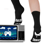 Funny Men Socks with Do Not Disturb I Am Gaming Text White