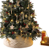 Chunky Cable Knit Christmas Tree Skirt for Artificial Trees Decoration White