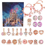 Advent Calendar Charm Bracelets for Girls – 24-Day Xmas Countdown Calendar Pink