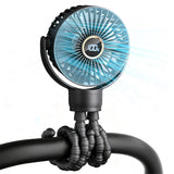 Portable Octopus Stroller Fan with Digital Display and 3 Adjustable Speeds Black
