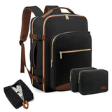 40L Travel Backpack for Men & Women Waterproof Carry-On Bag with 3 Storage Pockets Black