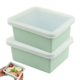 2 PCS Silicone Freezer Trays with Lid for Soup Storage Light Green