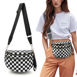 Checkered Crossbody Bag Women Sling Bag with Adjusatble Shoulder Strap Black