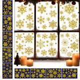 Christmas Window Clings – Snowflakes Static Stickers in Gold and Silver for Holiday Decorations Style 1