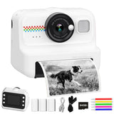 Printing Camera Instant Print 1080P Selfie Digital Camera with 64GB Card - White