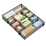 Adjustable Desktop Drawer Organizer Expandable Basket with Dividers for Home Black