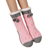 Non Slip Cabin Soft Fleece Socks For Womens Winter Warm Thick Thermal Cozy Plush Pink