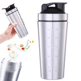 750ml Protein Shaker Bottle with Mixing Ball Stainless Steel Shake Cup Gym Workout Drink Mixer