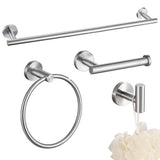 4 Pcs Stainless Steel Bathroom Hardware for Bathroom Wall Mounted Silver