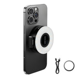 Rechargeable Folding Phone Selfie Light with Mirror – Portable Phone Fill Light Black