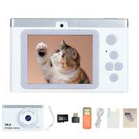 8X Zoom Digital Camera Point And Shoot Camera with 32GB Memory Card for Students White