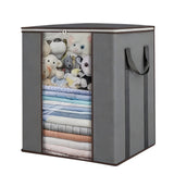 Clothes Storage Foldable Thick Fabric Blanket Storage Bags With Handle Gray