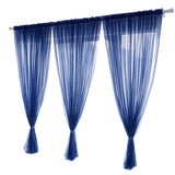 3 Piece Sheer Rod Pocket Curtains Polyester for Room Divider Blue