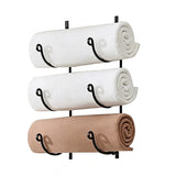 3 Tier Vertical Towel Rack Iron Wall Mount for Bathroom Storage Black