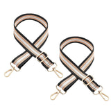 2PCS Adjustable Canvas Bag Strap with Metal Buckle for Crossbody Bags Black