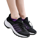 Lightweight Stretch Mesh Walking Shoes Slip On for Men and Women Black Purple