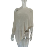 Women Summer Beach Cover Up Irregular Sheer Poncho Shawl Beige