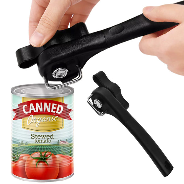 Handheld Smooth Edge Can Opener Ergonomic Manual Secure Cutting Can Opener for Kitchen Restaurant Black