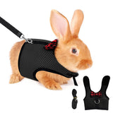 Rabbit Vest Harness Leash Lead Small Animal Pet Mesh Hamster Bunny Traction Rope Black
