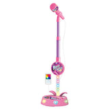 Flashing Light Karaoke Mic with Stand Adjustable for Youngsters Toy Pink