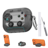 Case Cover for AirPods 4 Case Cover with Pressable Button Safety Lock & Phone Stand Clear Black