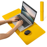 Large PU Leather Gaming Keyboard Mouse Pad Mat for Office Home Lemon Yellow