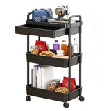 3 Tier Rolling Utility Cart Organizer with Removable Drawer for Bathroom Kitchen Black
