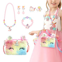 Cute Unicorn Sling Bag Set for Girls Rainbow Crossbody Bag Dress Up Accessories Style 3