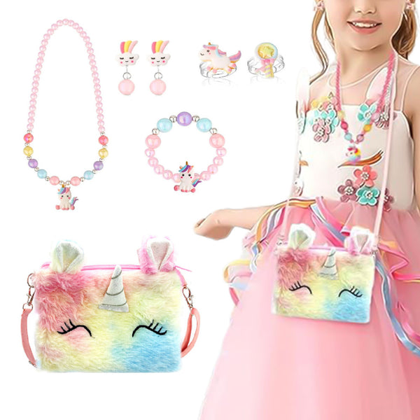 Cute Unicorn Sling Bag Set for Girls Rainbow Crossbody Bag Dress Up Accessories Style 3