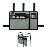 Premium Walker Storage Bag with Multiple Pockets – Walker Organizer Accessory Gray