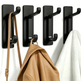 4 PCS Stainless Steel Double Adhesive Hooks with 3kg Capacity Black